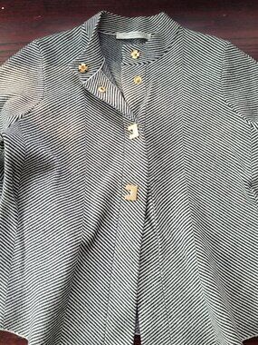 Contemporaine Black and white striped Women's Cardigan with 3/4 length sleeves